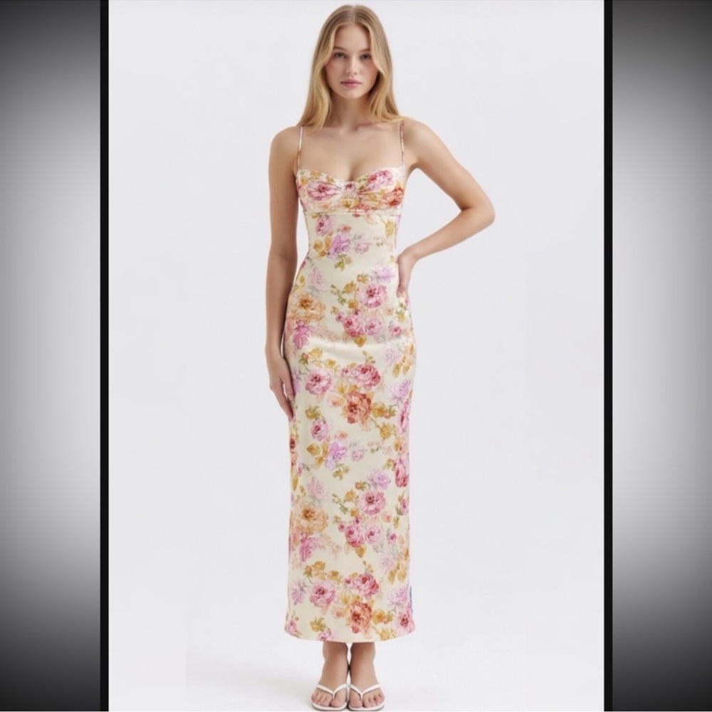 HOUSE OF CB 'Josefina' Ivory Floral Maxi Dress/Size XSmall(Plus) US2-4 $239 - Picture 4 of 13